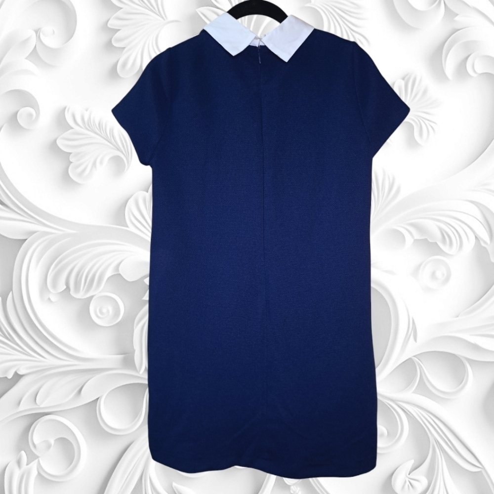 Zara Navy Blue Mini Dress with white Collar Size Small - Picture 5 of 5
